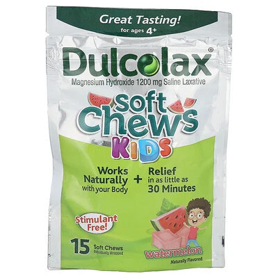 Dulcolax, Soft Chews Kids, Ages 4+, Watermelon, 15 Soft Chews | iHerb