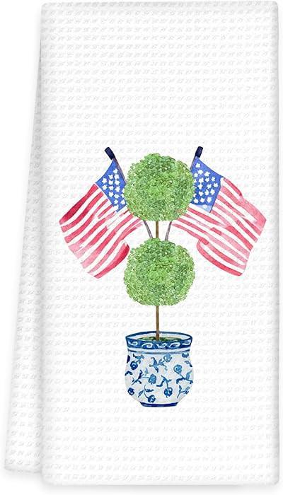 4th of July Grandmillennial Kitchen Towels, Blue Chinoiserie Decor Hand Towels, Patriotic America... | Amazon (US)