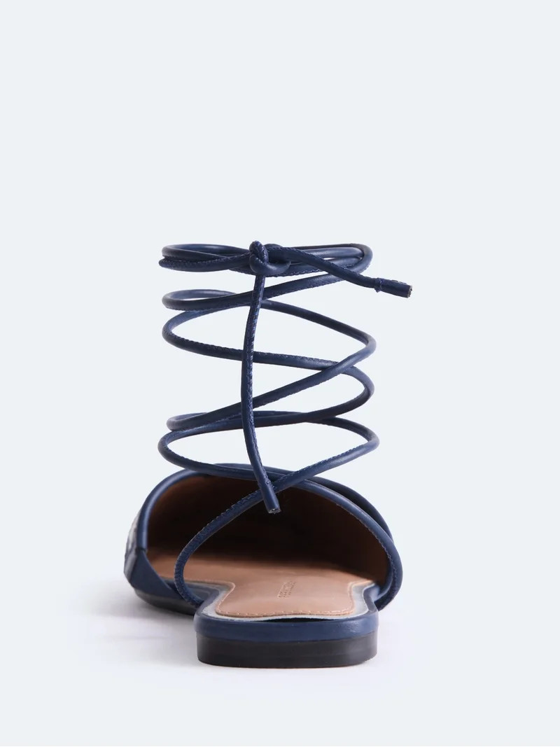 Free Assembly Women's Woven Wrap Slide Flats | Walmart (US)