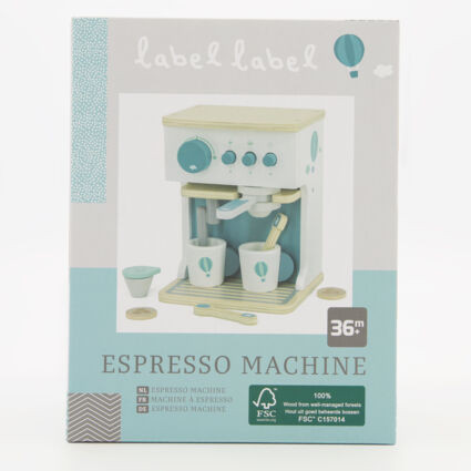 White & Green Wooden Espresso Machine | TK Maxx
