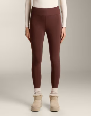 OYSHO Super-extra-warm seamless 70cm high-rise ankle-length leggings in burgundy | ASOS (Global)