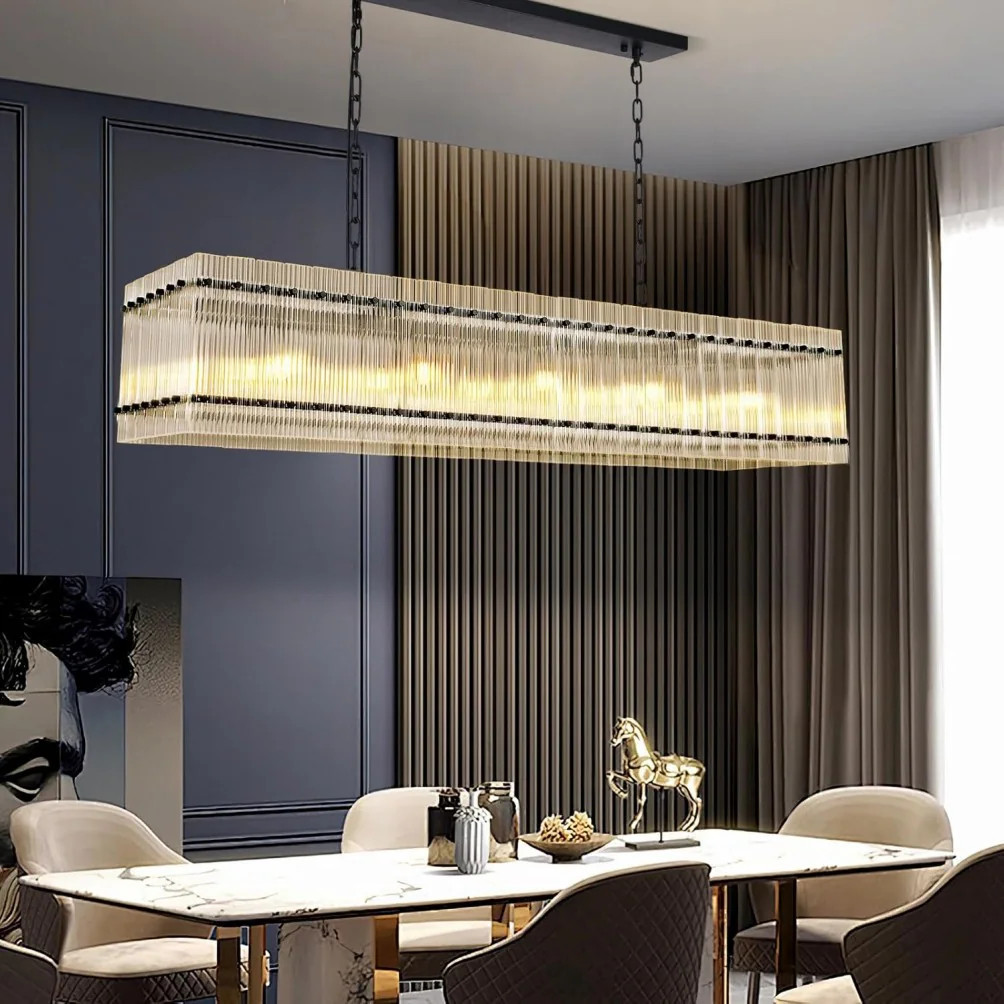 Tatayosi Modern Rectangular Crystal Glass Chandelier 10-Lights Black Chandelier Lighting Contemporary Pendant Ceiling Light Fixture for Dining Room | Lowe's