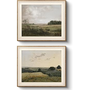 VIYYIEA Vintage Landscape Framed Wall Art 2 Set, Nature Wilderness Scenery Paintings Decor Aesthe... | Amazon (US)