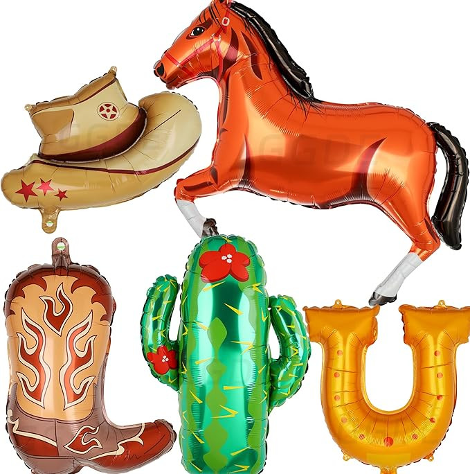 Western Themed Party Balloons Horse Horseshoe Boot Cowboy Hat Balloon Cactus Balloons Wild West W... | Amazon (US)