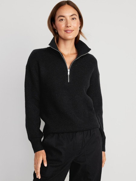 1/2-Zip Shaker-Stitch Pullover for Women | Old Navy (US)
