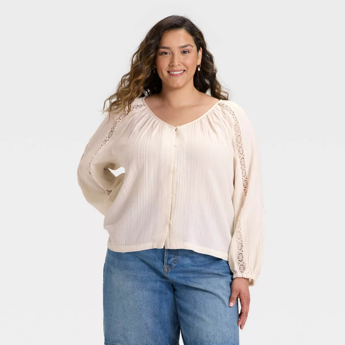Women's Balloon Long Sleeve Lace Blouse - Universal Thread™ | Target