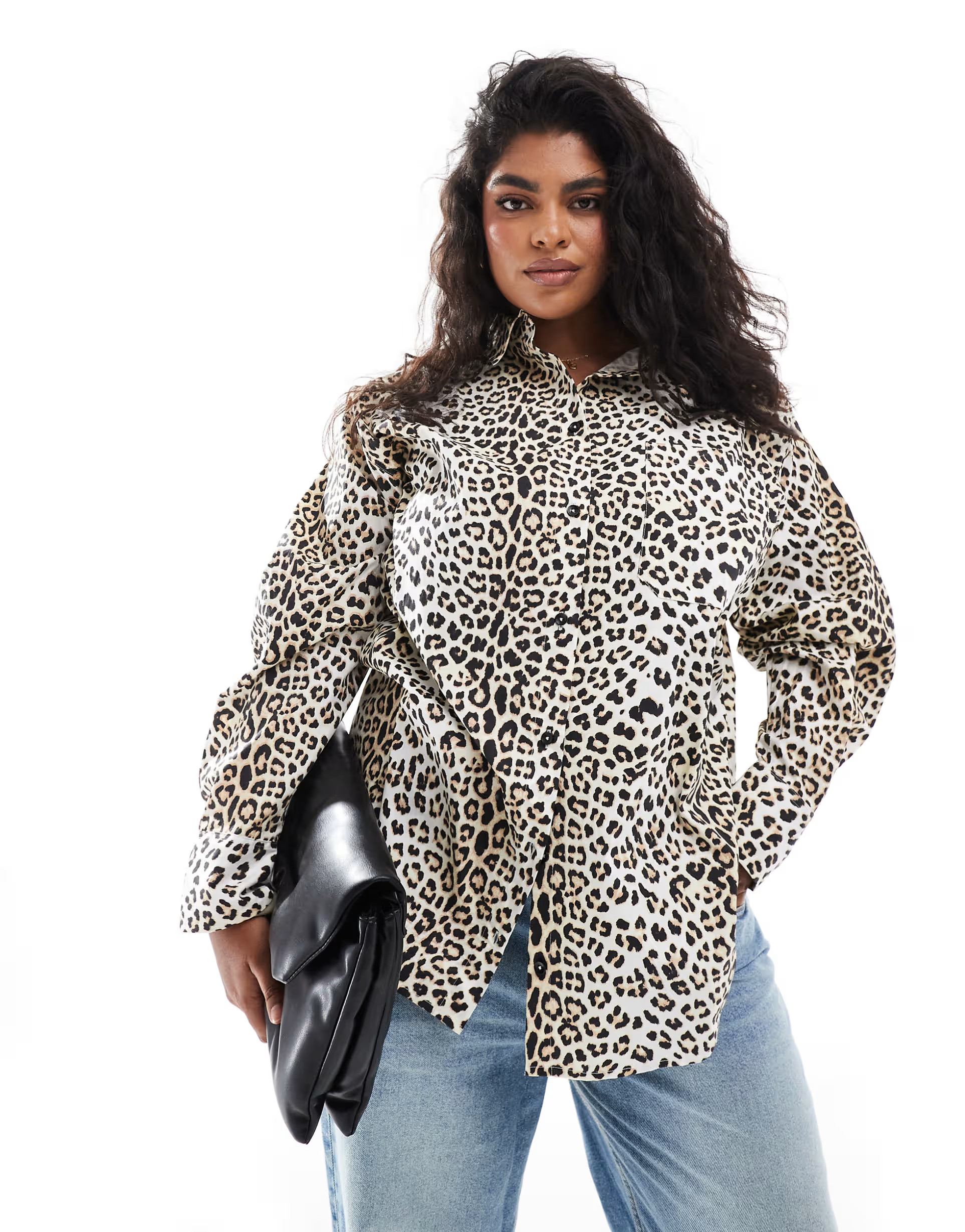 ASOS DESIGN Curve oversized shirt in leopard print | ASOS (Global)