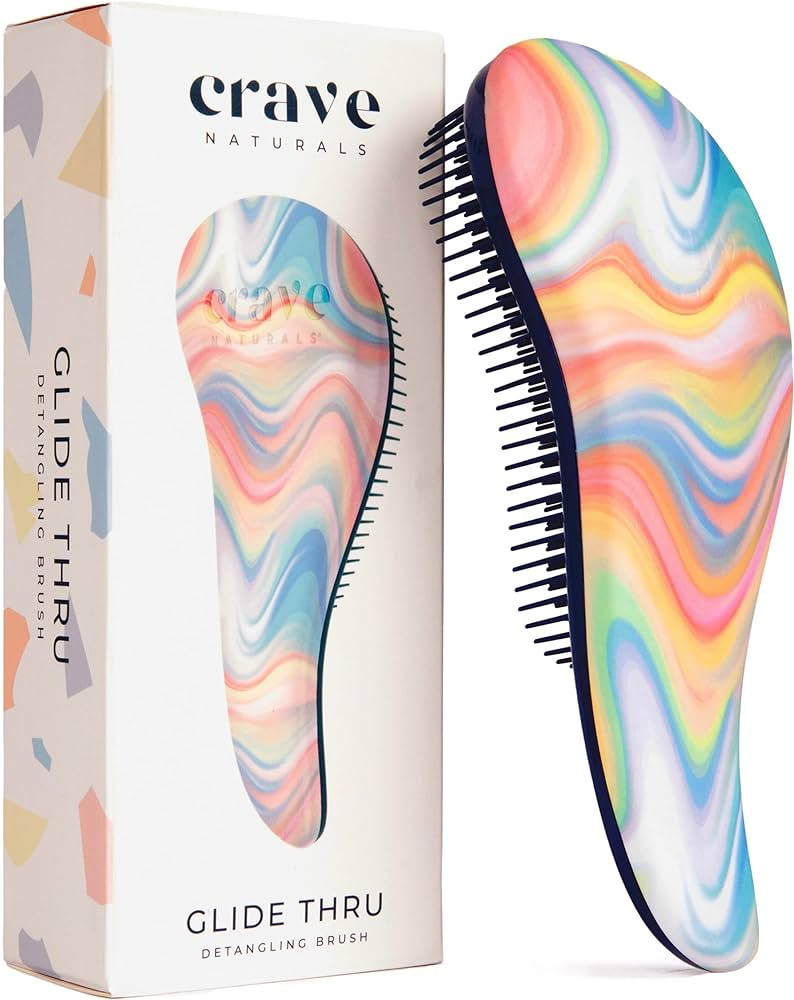 Crave Naturals Glide Thru Hair Brush - Detangler Brush for Curly, Straight, Wet or Dry Hair - Gen... | Amazon (US)