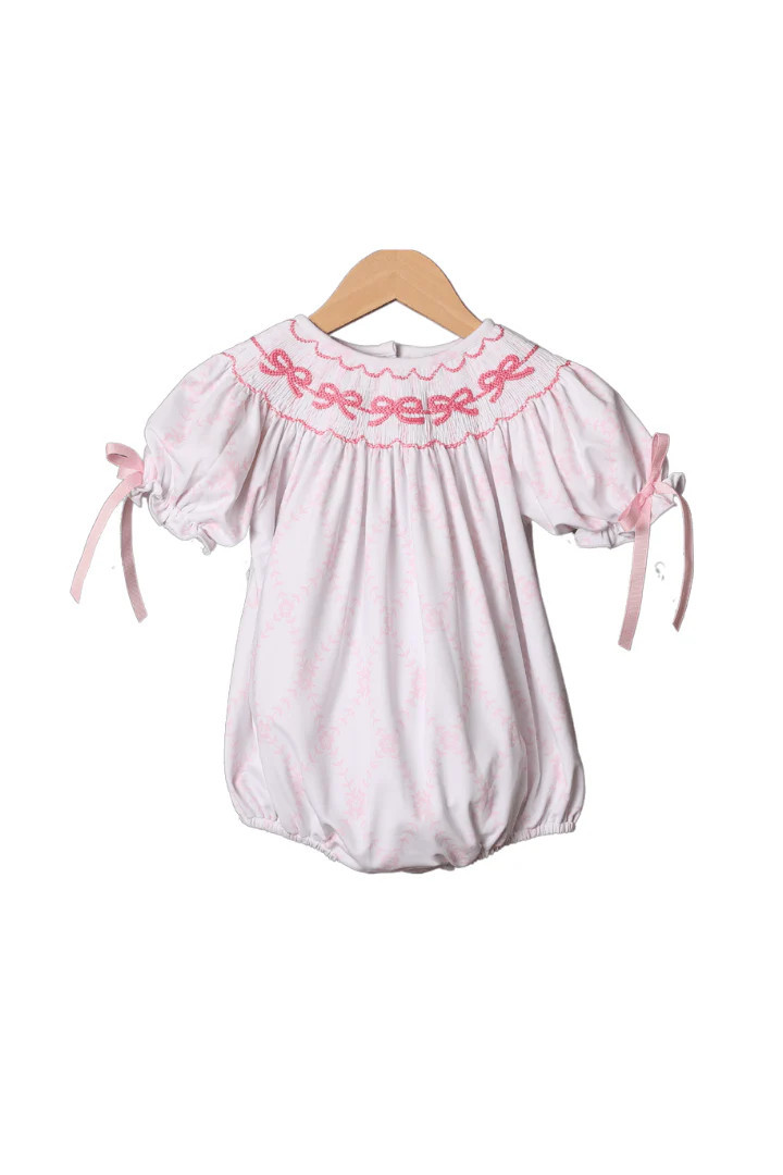 Smocked Classic Bow Floral Trellis Bubble | The Smocked Flamingo