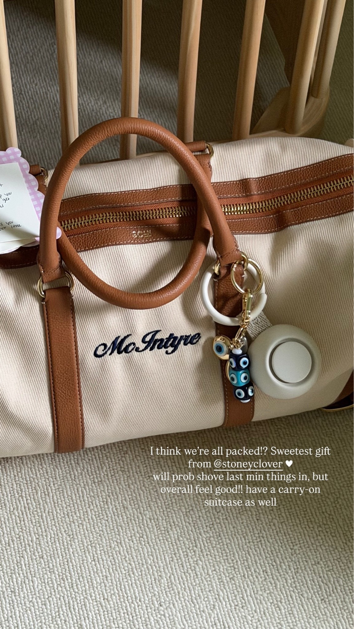 [9/4/26] hospital duffle bag  linked from Stoney Clover, such a sweet gift 🤍 baby sound machine from Hatch and charms from BaubleBar 🧿

#LTKBaby #LTKBump #LTKmomlife