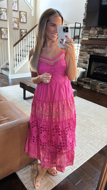 How GORGEOUS is this dress?? Crocheted pink in "Farmer's Market" style. Comfortable enough to wear to any spring occasion that's dressy or casual. Comes in a denim style too. Brunch dress, church dress outfit, pink patterned dress 

 #LTKSpringSale #LTKFindsUnder50 #LTKFindsUnder100