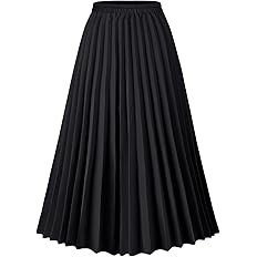 Basoteeuo Womens Skirt Leopard Print Midi Long Shirring Pleated Skirts High Waisted A Line Skirts | Amazon (US)