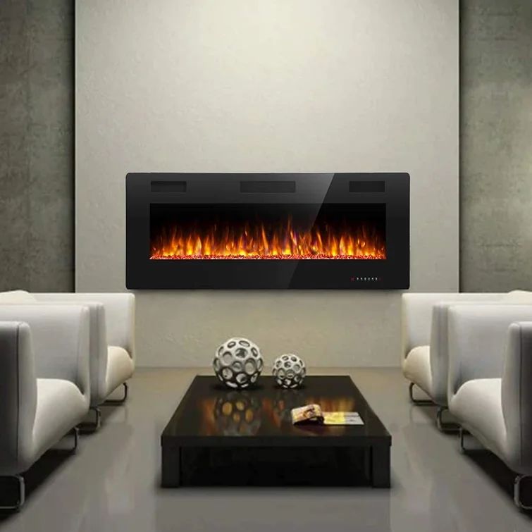 Recessed & Wall Mounted Electric Fireplace, Remote Control w/ Timer, Adjustable Flame Color & Spe... | Wayfair North America