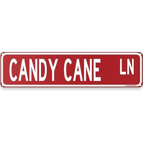Candy Cane Lane Christmas Theme Street Sign 16" x 4" Holiday Humor Ornament Novelty Home Decor Wa... | Amazon (US)