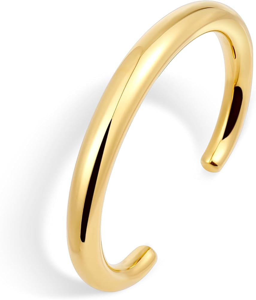 Gold Cuff Bangle Bracelets For Women Chunky 18k Gold Plated Stainless Steel Bracelet Non Tarnish ... | Amazon (US)