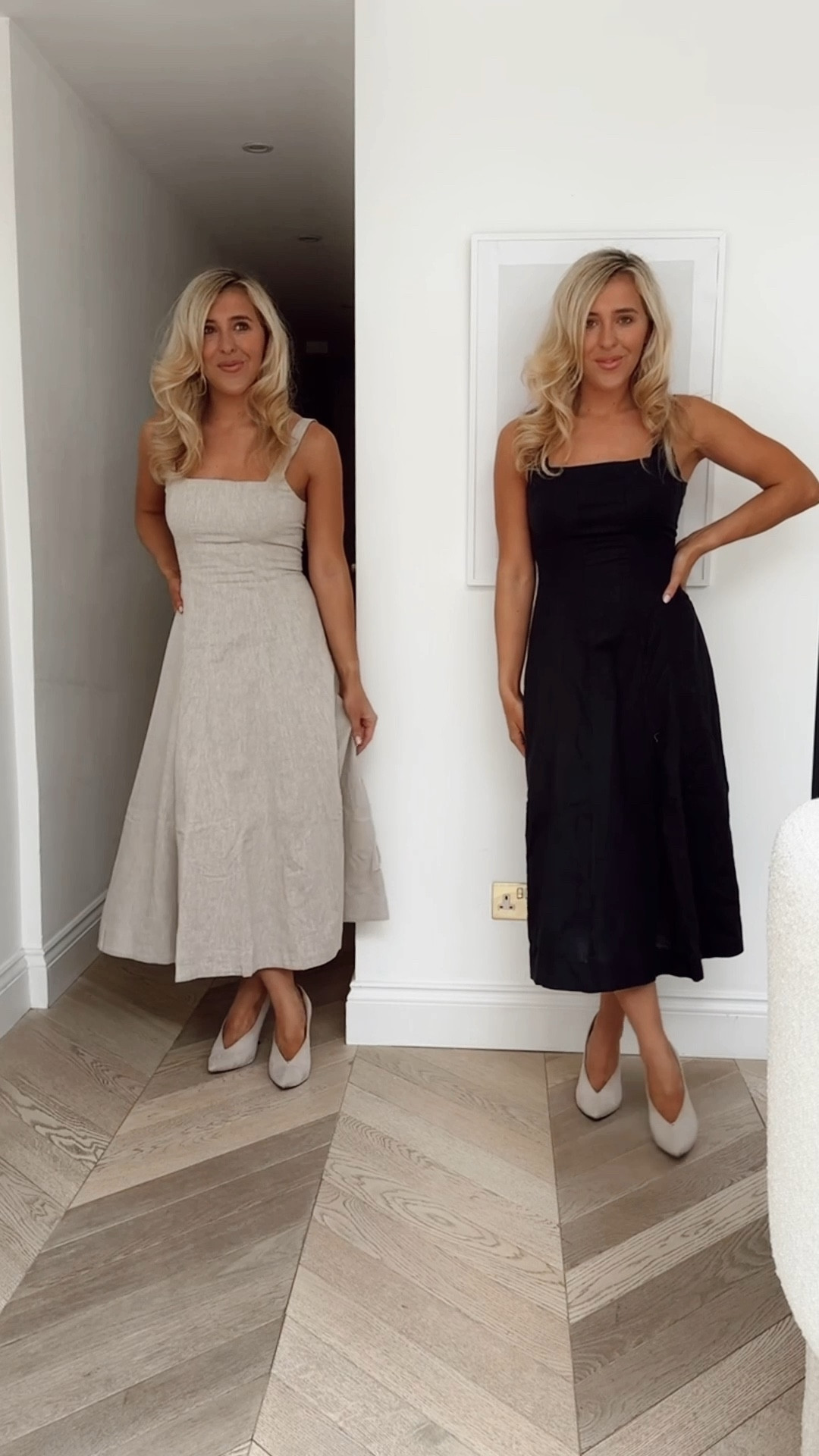 I wear size S - Linen dresses - spring dresses - stretch back dress - midi dress - black dress - beige dress - linen midi dress - grey heels - high heels - wedding guest dress - wedding guest outfit - court heels - Abercrombie - Abercrombie and fitch - Abercrombie style - Abercrombie sale - Abercrombie haul - Abercrombie dress - a&f 

#LTKwedding #LTKfindsunder100 #LTKsalealert