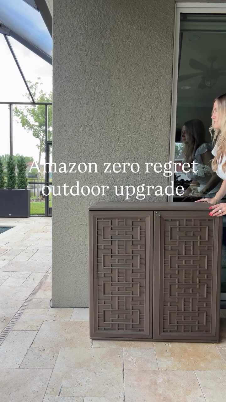 Amazon zero regret outdoor upgrade! Finally an outdoor storage cabinet that hides all the clutter and looks nice too! ￼

#LTKHome