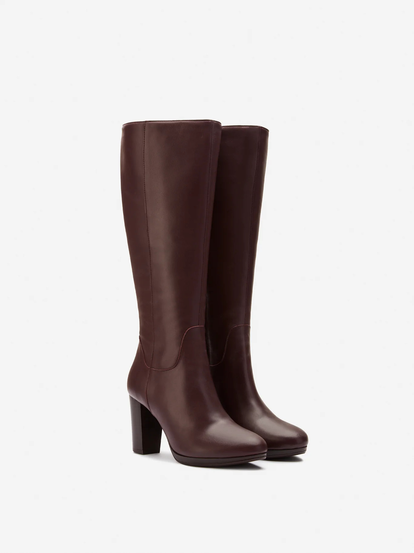 Belmore Burgundy Leather Knee High Heeled Boots | DuoBoots | DuoBoots