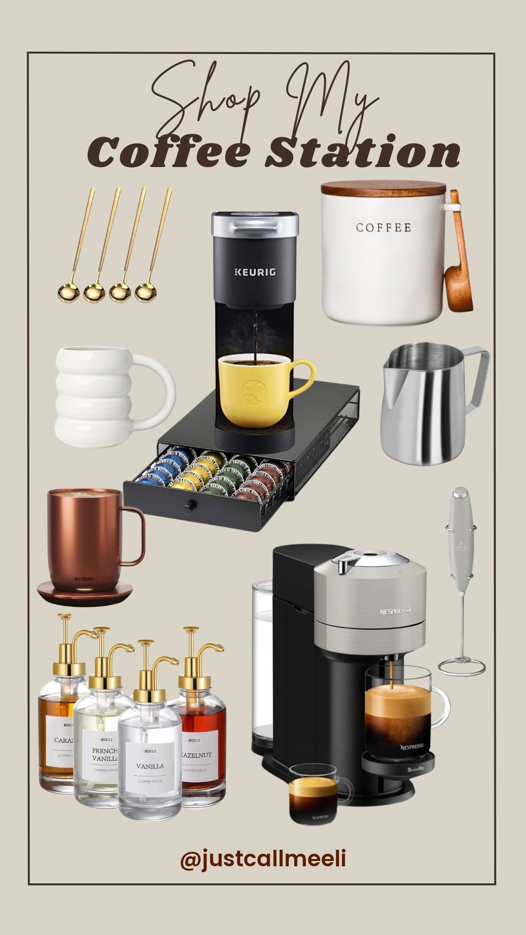 Shop my everyday coffee station must haves ✨ Starting with my Nespresso maker that I can’t live without! My favorite pod is Dolce for my lattes. It’s perfectly smooth and sweet! 🤍🫶🏼


coffee station essentials |  nespresso coffee machine| coffee mug | cozy| aesthetic | morning espressoo
#LTKFindsUnder50 #LTKFindsUnder100 

#LTKSaleAlert #LTKmorningroutine #LTKHome