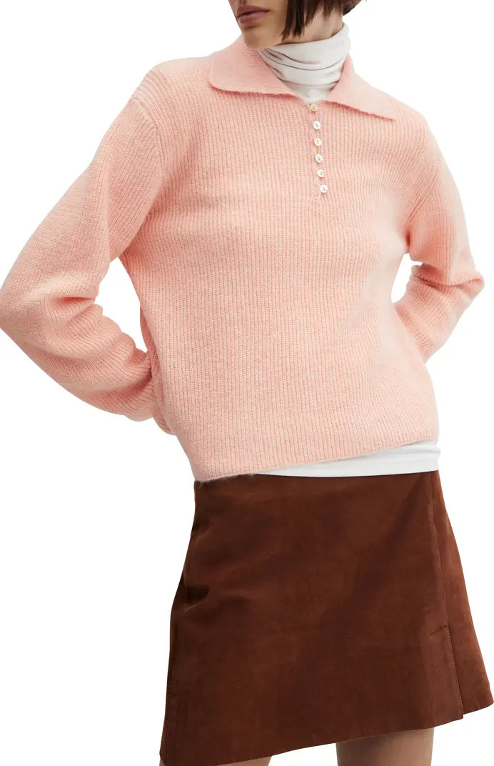 MANGO Rib Polo Sweater | Nordstrom | Nordstrom