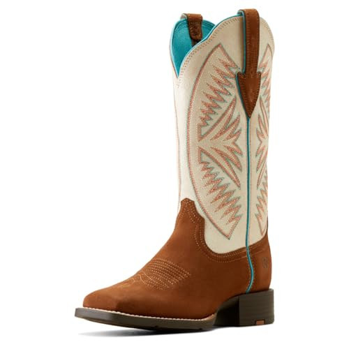ARIAT Women's Round Up Ruidoso Western Boot, Matte Pearl Suede/Cedar Roughout, 6 | Amazon (US)