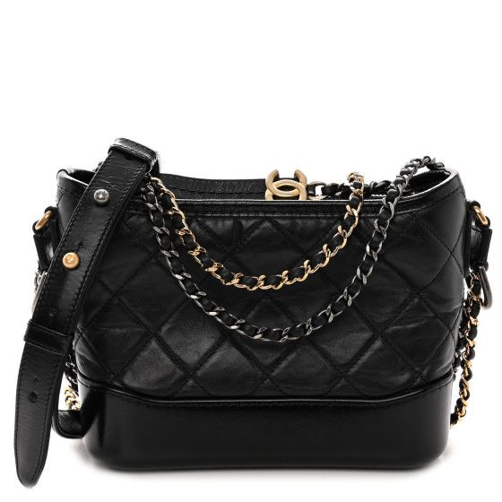 Aged Calfskin Quilted Small Gabrielle Hobo Black | FASHIONPHILE (US)