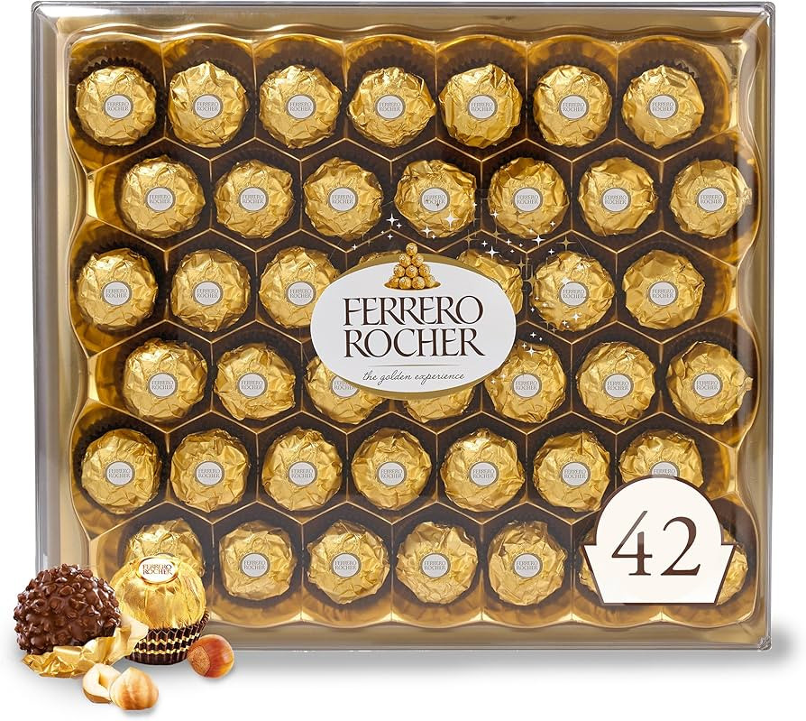 Ferrero Rocher, 42 Count, Premium Milk Chocolate Hazelnut, Chocolates for Gifting, 18.5 oz | Amazon (US)