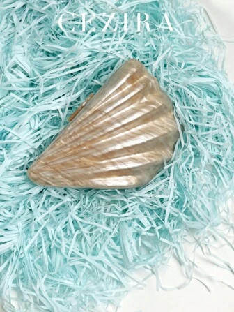 CEZIRA Luxury Acrylic Shell Shape Clutch Magnet Closure Metal Long Chain Cross Body Bag Elegant E... | SHEIN