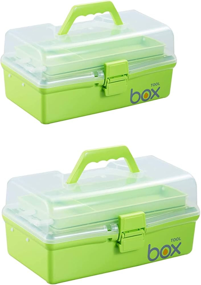 2PCS 12'' Three-Layer Clear Plastic Storage Box/Tool Box, Multipurpose Organizer and Portable Han... | Amazon (US)