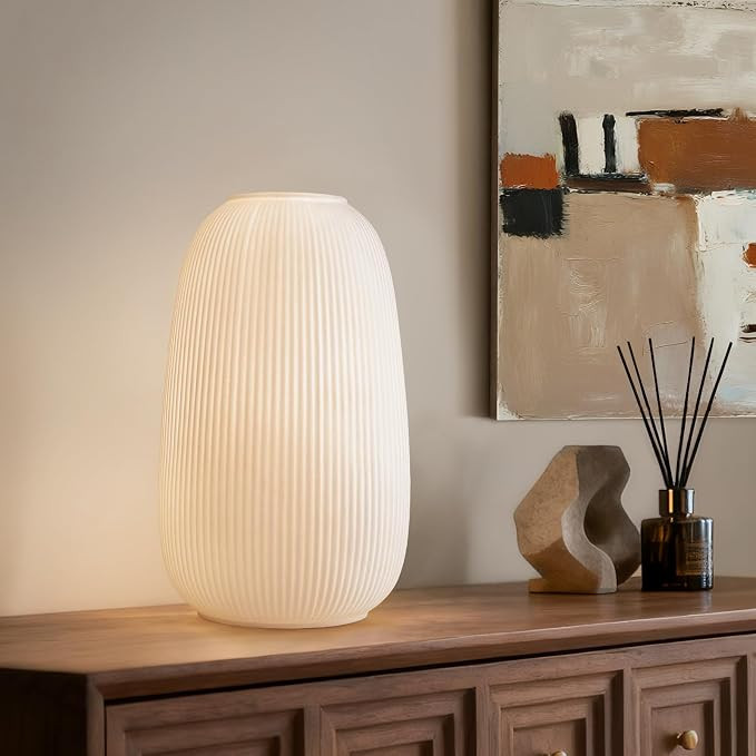 9.5" Modern Ceramic Table Lamp, Fully Dimmable Bedside Lamp for Bedroom Living Room Nightstand, W... | Amazon (US)