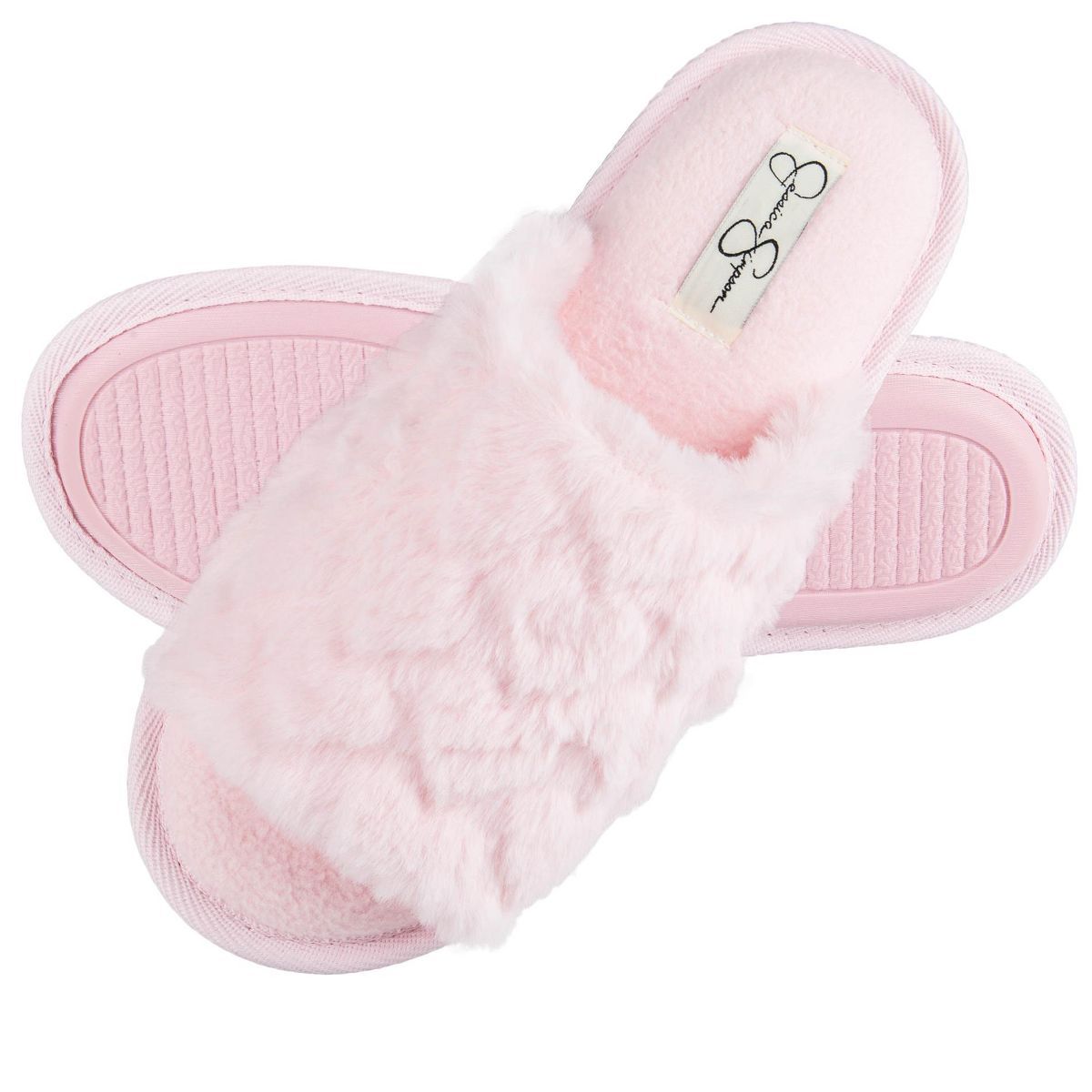 Jessica Simpson Womens Fuzzy Open Toe Slide Slipper | Target