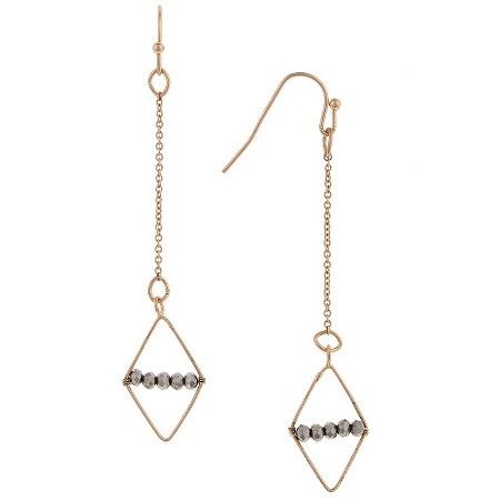 Women's Earring Linear with Beads and Geometric Diamond Casting-Hemi | Target