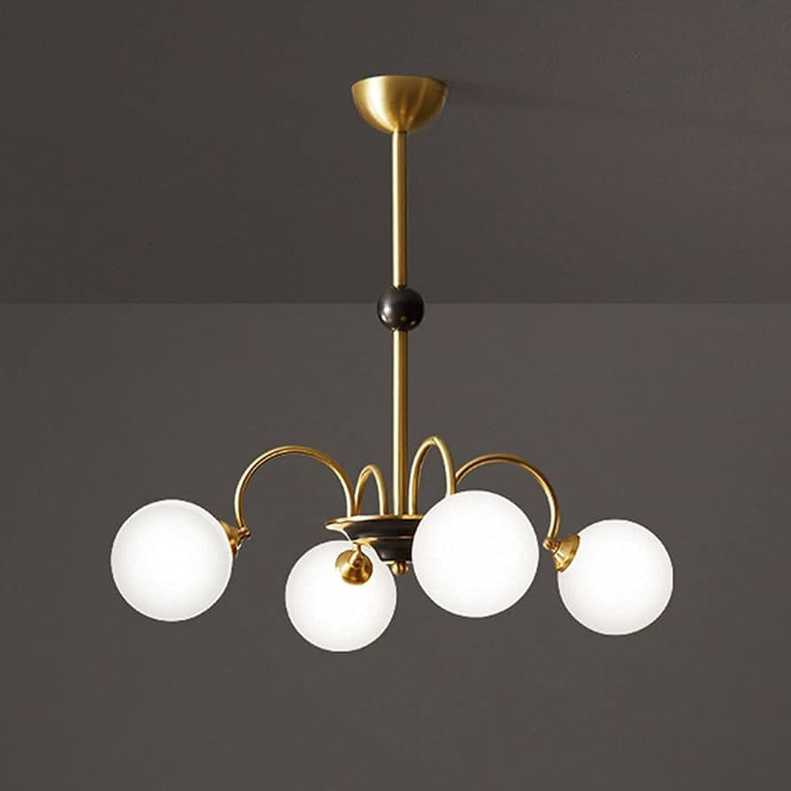 Indoor Chandelier , Mid Century Globe Sputnik Chandelier Golden Metal Brushed Brass Linear Hangin... | Amazon (US)