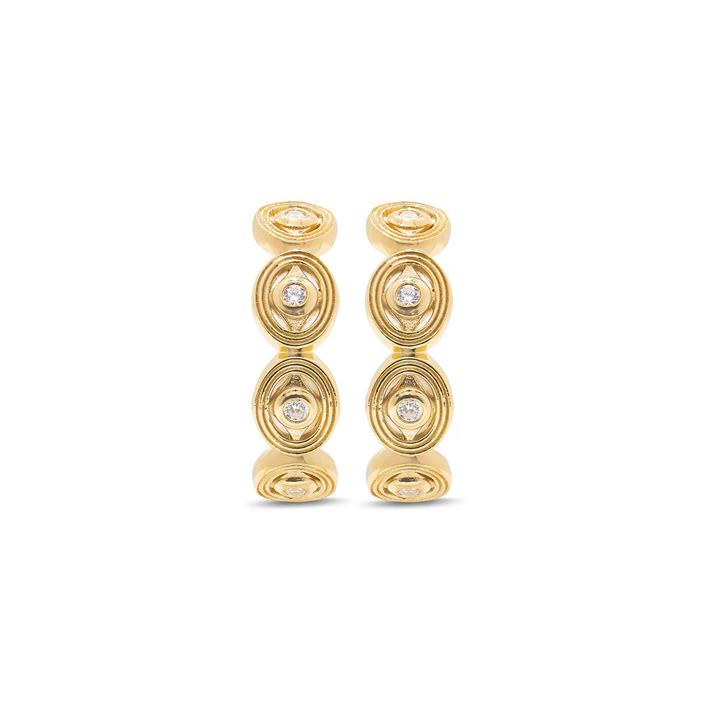 Monique Hoop Earrings in Gold & Cubic Zirconia | Over The Moon