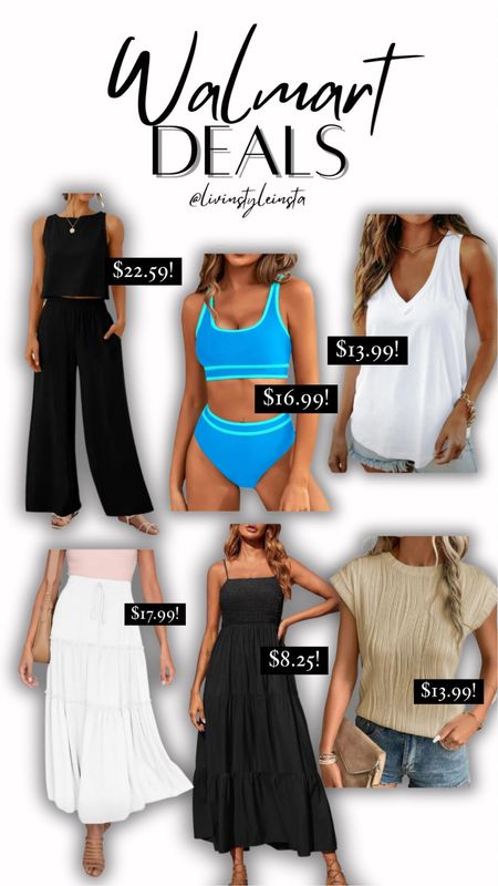 Walmart fashion deals as low as $8! Basic tees and tanks, summer dress, two piece swimsuit and linen set! @walmartfashion #walmartfashion #walmartpartner 



#LTKFindsUnder50 #LTKSwim #LTKSaleAlert