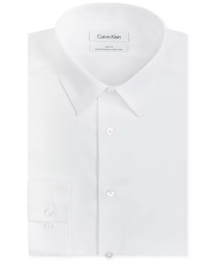Men's Slim Fit Non Iron Performance Herringbone Point Collar Dress Shirt | Macys (US)