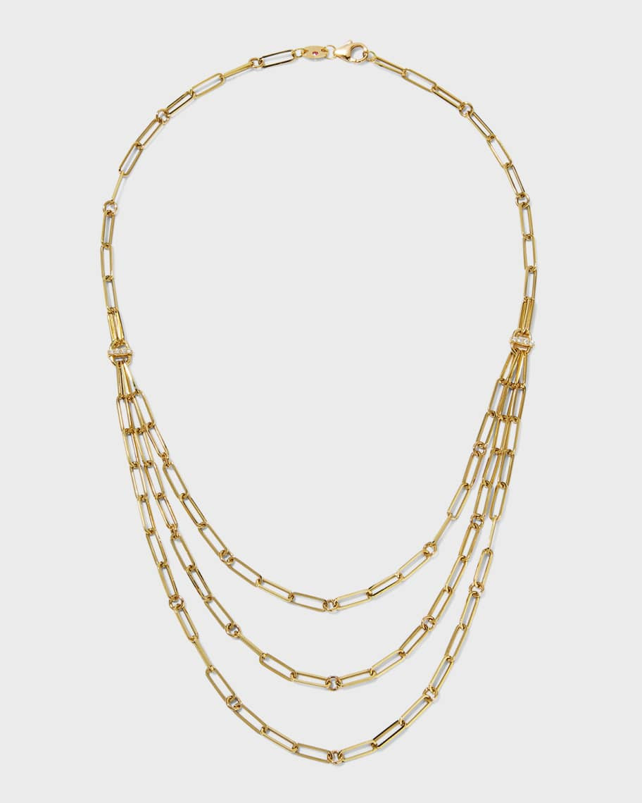 Roberto Coin Paperclip Triple Strand Bib Necklace | Neiman Marcus