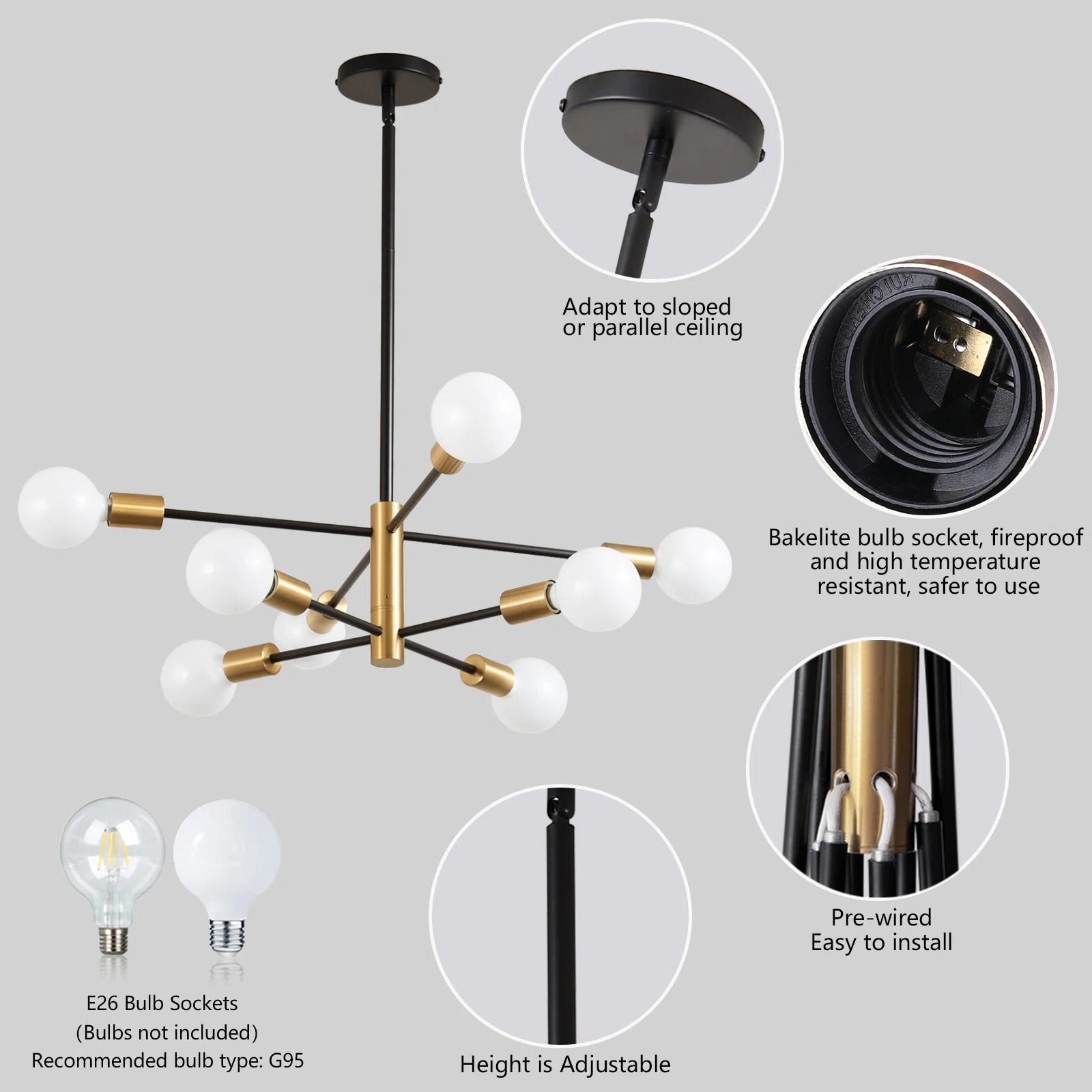 Ariyona 8-Light Dimmable Modern Sputnik Sphere Chandelier | Wayfair North America