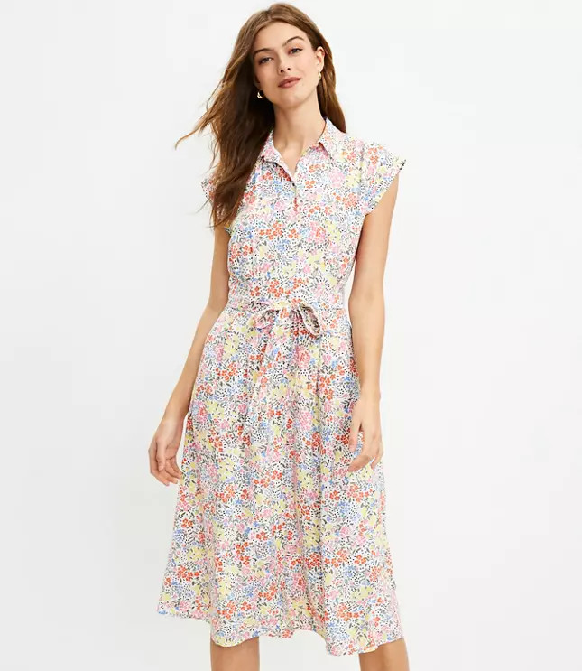 Floral Midi Pocket Shirtdress | LOFT | LOFT