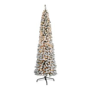 7ft. Pre-Lit Flocked Pencil Artificial Christmas Tree with Clear LED Lights | Michaels | Michaels Stores
