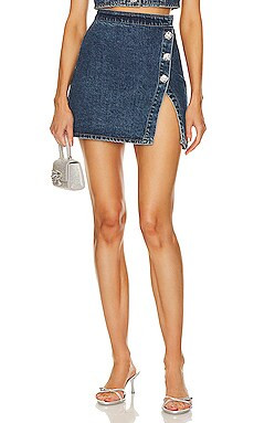 self-portrait Denim Mini Skirt in Blue from Revolve.com | Revolve Clothing (Global)