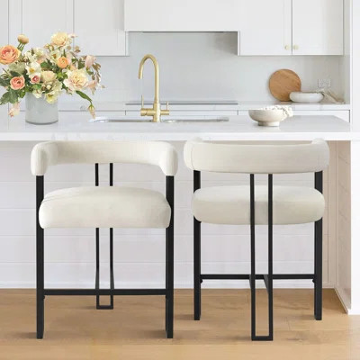 24" Upholstered Velvet Solid Back Counter Stool | Wayfair North America