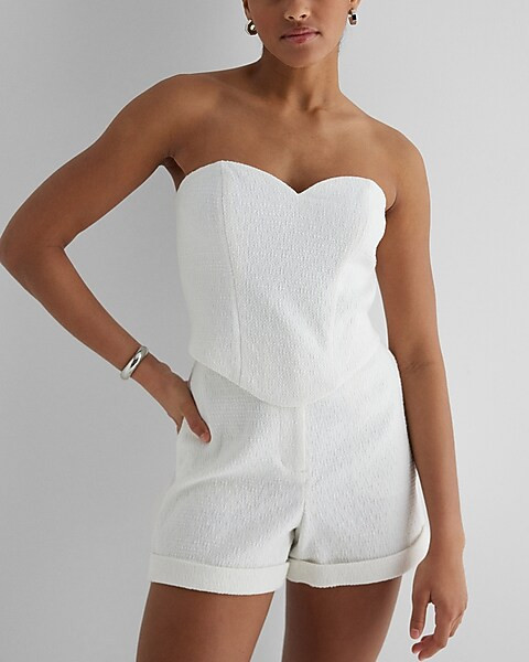 Metallic Tweed Sweetheart Neckline Corset Tube Top | Express