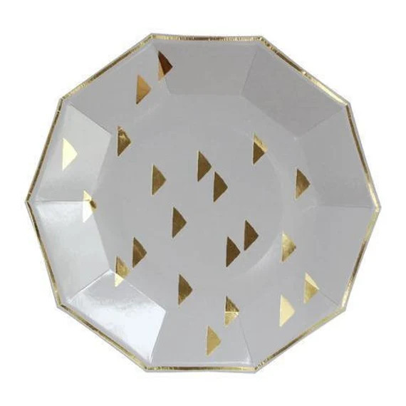 Paper Plates Gold Triangles Party Plates Grey Gold Foil - Etsy | Etsy (US)