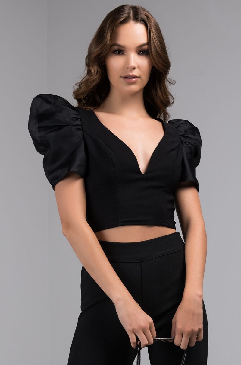 AKIRA That Neckline Tho Puff Sleeve Crop Top | AKIRA