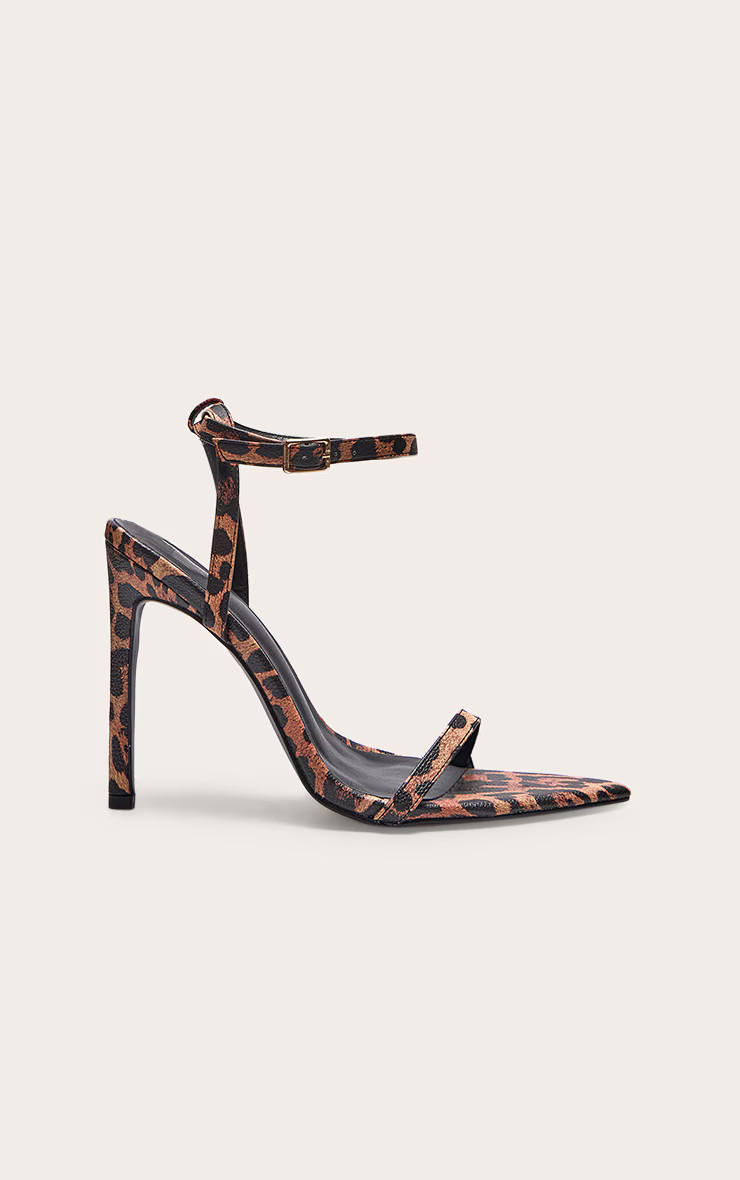Leopard PU Point Toe Barley There High Heel Sandals | PrettyLittleThing US