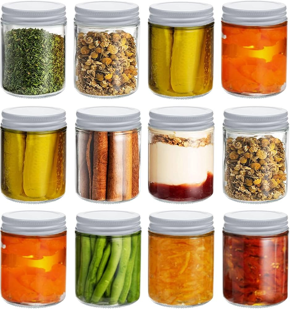 Suwimut 12 Pack 9 Ounce Glass Mason Canning Jars, Straight Sided Clear Glass Jars Storage Contain... | Amazon (US)
