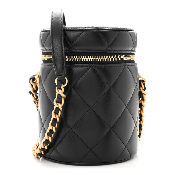 Lambskin Quilted Side Note Vanity Black | FASHIONPHILE (US)
