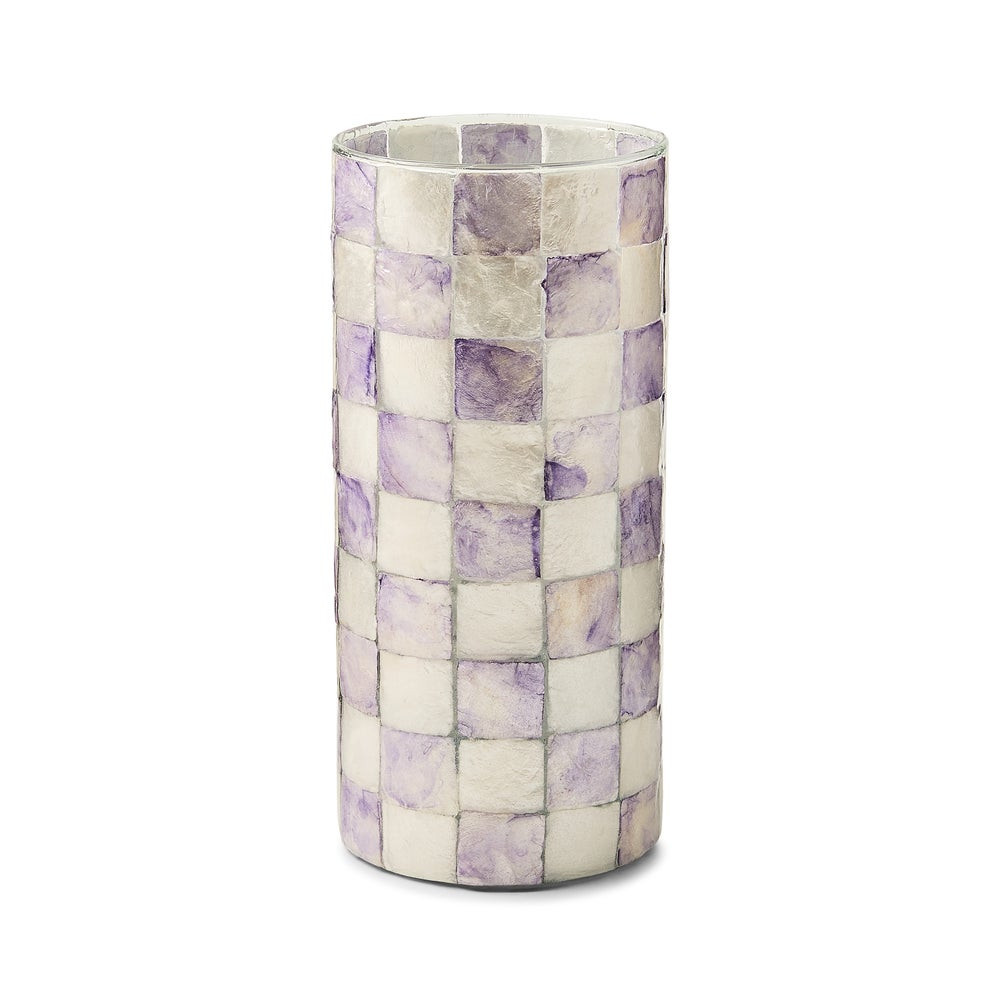 Violet Check Capiz Small Vase | MacKenzie-Childs
