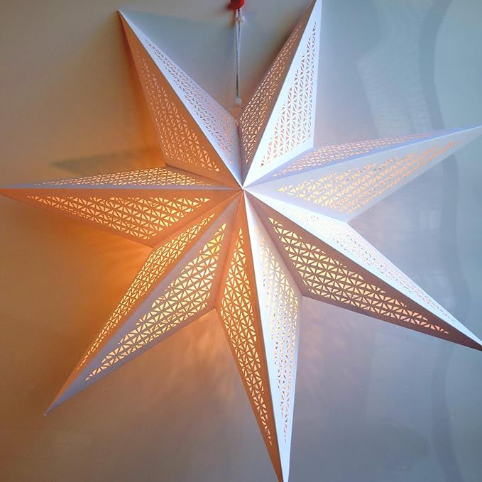 Paper Star Lantern Decoration (Cosmic White 7-Point Lighted Star) - Perfect for Weddings, Christm... | Amazon (US)